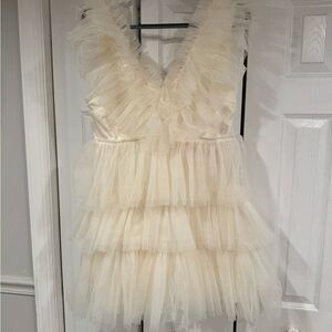 Elegant Ivory Layered Tulle Dress